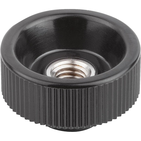 Kipp Knurled Nut D=M08 D1=30 H=18 Plastic, Comp:Brass K0138.08